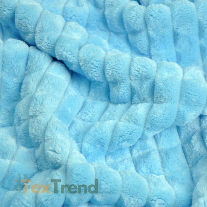 Minky in Quadraten himmelblau  