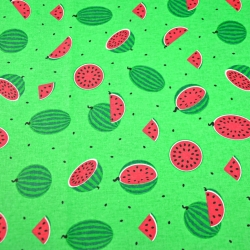 Baumwolle 100% kleine grüne Wassermelonen auf grünem Hintergrund  