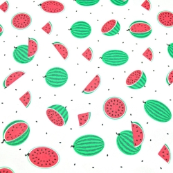 Baumwolle 100% kleine grüne Wassermelonen auf weißem Hintergrund  