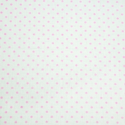 Baumwolle 100% Punkte 4mm rosa auf weißem Hintergrund  