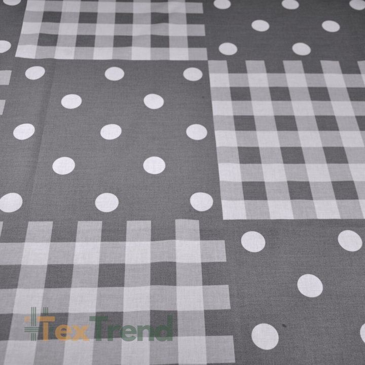 Baumwolle 100% Patchwork weiß-grau.  