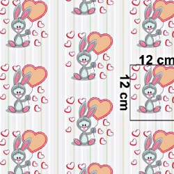 Baumwolle 100% Hase mit rosa Ballon  