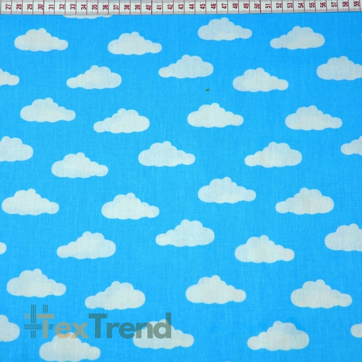 Baumwolle 100% gleichmäßige Wolken weiß auf blauem Hintergrund  