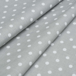 Baumwolle 100% Punkte 7mm weiß auf grauem Hintergrund  