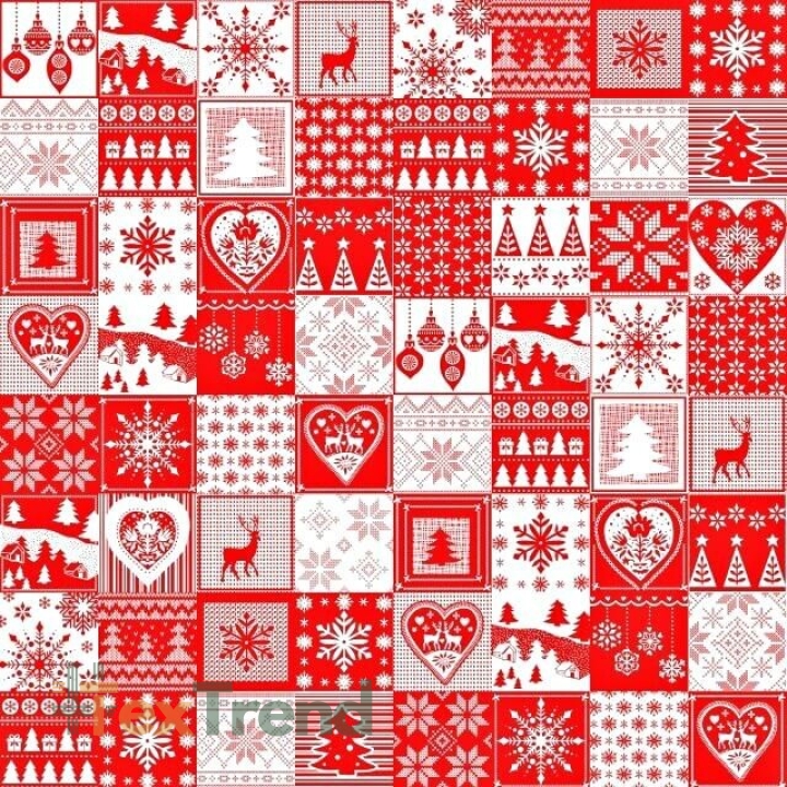 Baumwolle 100% Weihnachtsmuster Patchwork klein weiß-rot  