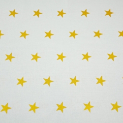 Baumwolle 100% Weihnachtsmuster goldene und glänzende Sterne auf weißem Hintergrund  