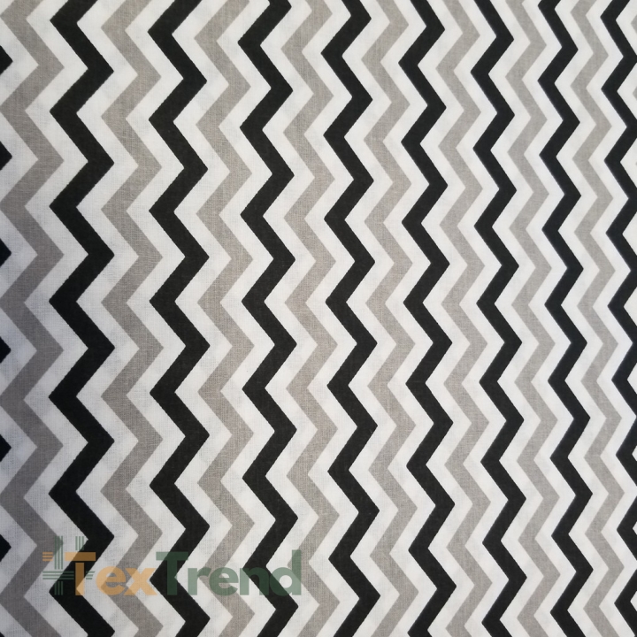 Baumwolle 100% kleiner Zickzack grau-weiß-schwarz  