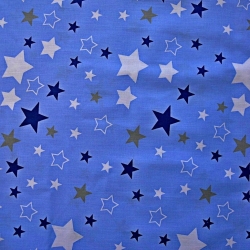 Flanell Sternbild weiß marineblau grau auf blauem Hintergrund  