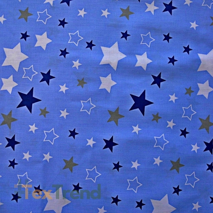 Flanell Sternbild weiß marineblau grau auf blauem Hintergrund  