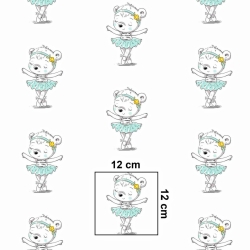 Baumwolle 100% weiße Bären mit mintfarbenen Ballerinas auf weißem Hintergrund  