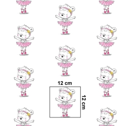 Baumwolle 100% weiße Bären mit rosa Ballerinas auf weißem Hintergrund  