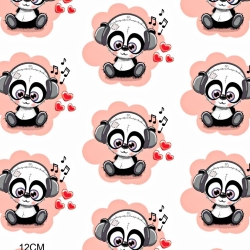 Baumwolle 100% Bären DJ Panda aprikosenfarben auf weißem Hintergrund  