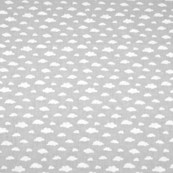 Baumwolle 100% MINI Wolken weiß auf grauem Hintergrund  
