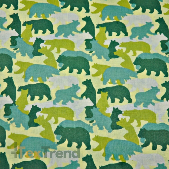 Baumwolle 100% verschiedene grüne Bären  