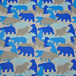 Baumwolle 100% Bären grau-blau  