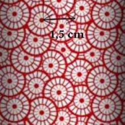 Baumwolle 100% geometrische Rosette weiß auf rotem Hintergrund  