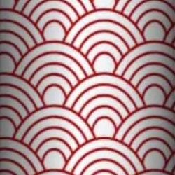 Baumwolle 100% geometrische Schuppen rot auf weißem Hintergrund  