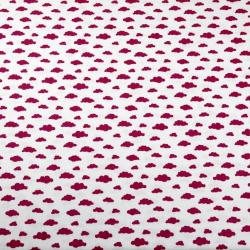 Baumwolle 100% Wolken MINI bordeaux auf weißem Hintergrund  