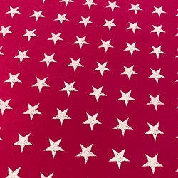 Sweatshirtstoff Loop - weiße Sterne auf amaranth Hintergrund  