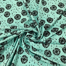 Sweatshirtstoff Loop - schwarze Pusteblumen auf mintgrünem Hintergrund  