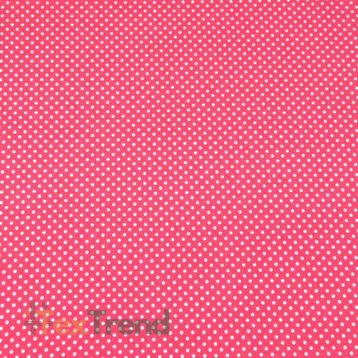 Jersey-Stoff mit weißen Punkten auf rosa Hintergrund  