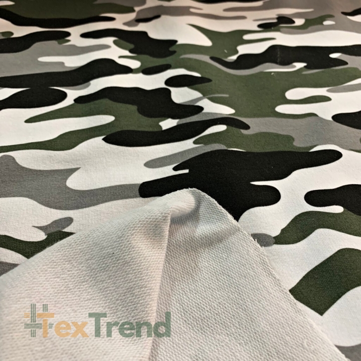 Jersey-Stoff - Camouflage grün-grau-weiß-schwarz  