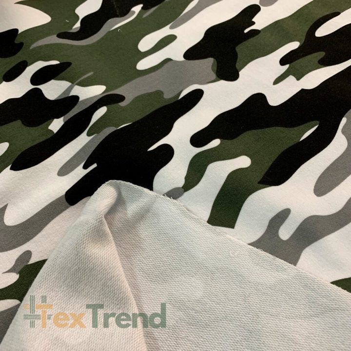 Jersey-Stoff - Camouflage grün-grau-weiß-schwarz  