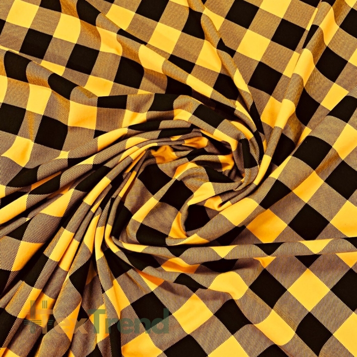 Sweatshirtstoff Loop - kariert schwarz-senfgelb  