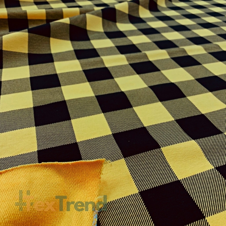 Sweatshirtstoff Loop - kariert schwarz-senfgelb  