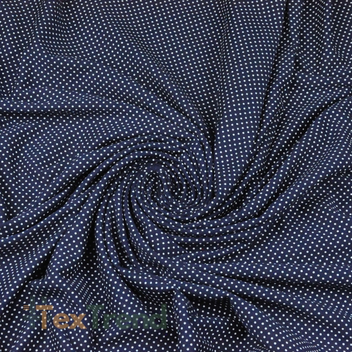 Jersey-Stoff mit weißen Punkten auf navy Hintergrund  