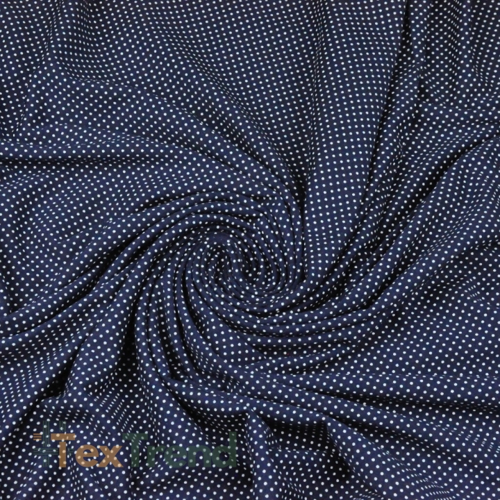 Jersey-Stoff mit weißen Punkten auf navy Hintergrund  