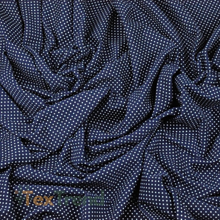 Jersey-Stoff mit weißen Punkten auf navy Hintergrund  