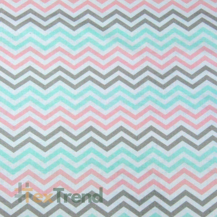 Baumwolle 100% Zickzack MIDI grau rosa mintgrün  