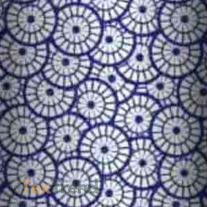 Baumwolle 100% geometrische Rosette weiß auf marineblauem Hintergrund  