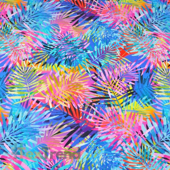 Jersey-Stoff Digitaldruck, bunte Blätter  