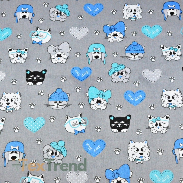 Baumwolle 100% Lieblinge blau auf grauem Hintergrund  