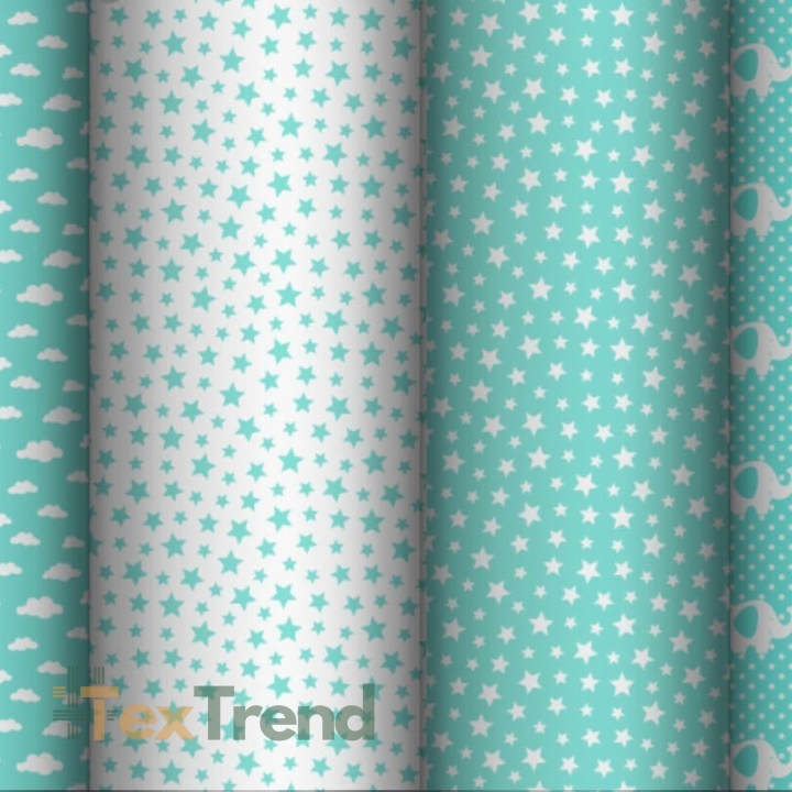 Baumwolle 100% Mini Zickzack weiß-mint  