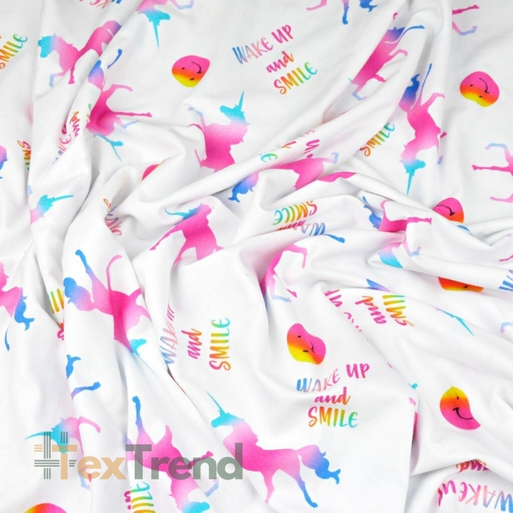 Jersey-Stoff Digitaldruck bunte Einhörner  