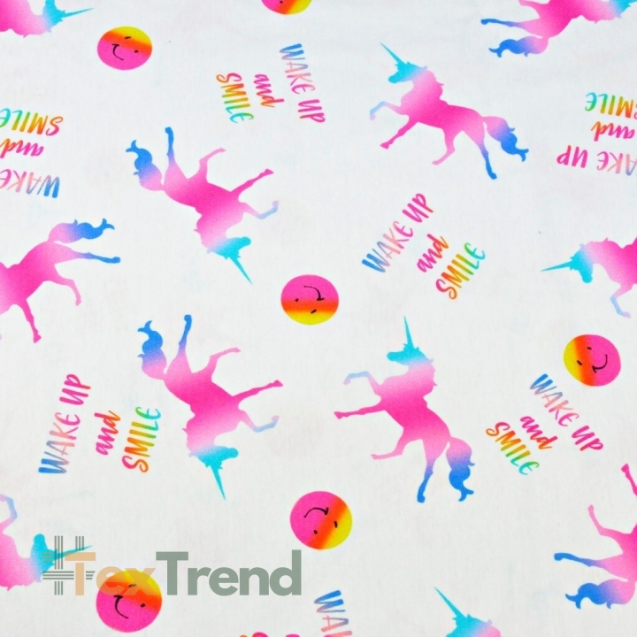 Jersey-Stoff Digitaldruck bunte Einhörner  