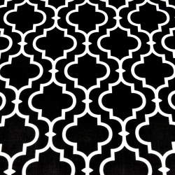 Baumwolle 100% Orientalisches Mosaik weiß auf schwarzem Hintergrund  