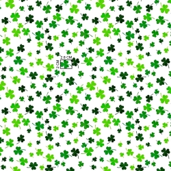 Baumwolle 100% grüne Kleeblätter auf weißem Hintergrund  