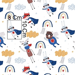 Baumwolle 100% Superhelden auf weißem Hintergrund  