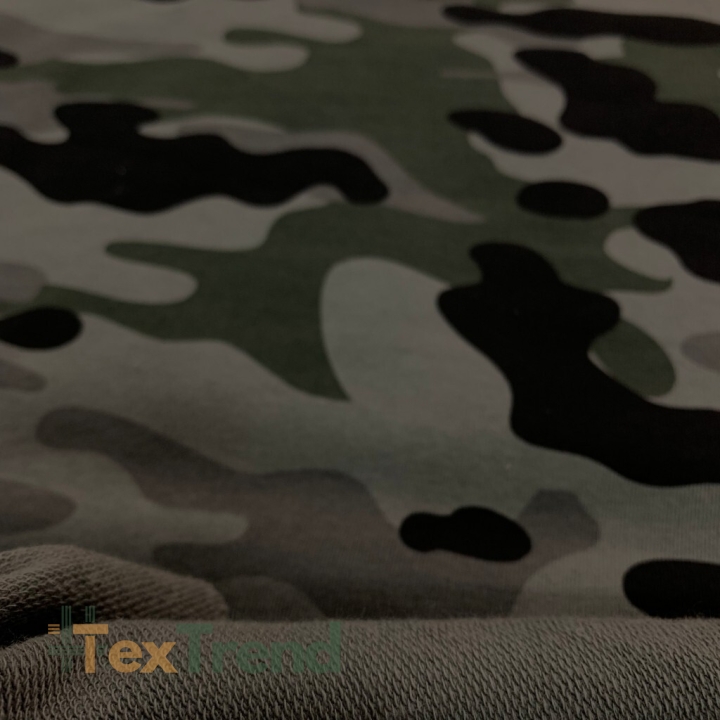 Jersey-Stoff - dunkles Camouflage grün-grau-schwarz  