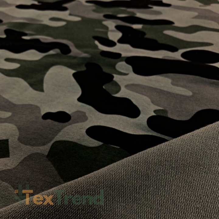 Jersey-Stoff - dunkles Camouflage grün-grau-schwarz  