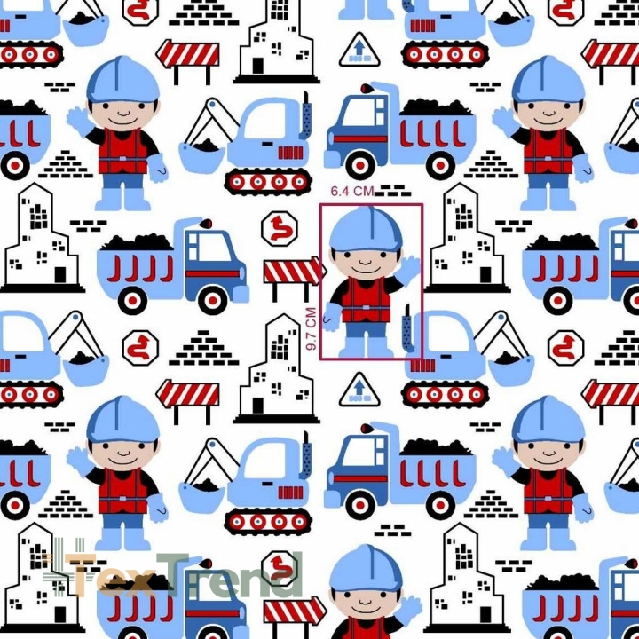 Baumwolle 100% Bauarbeiter blau auf weißem Hintergrund  