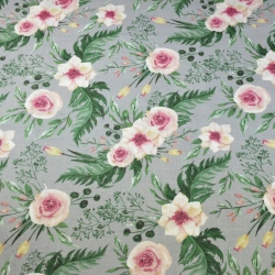 100% Baumwolle rosa Eustoma-Blumen auf dunkelgrauem Hintergrund  