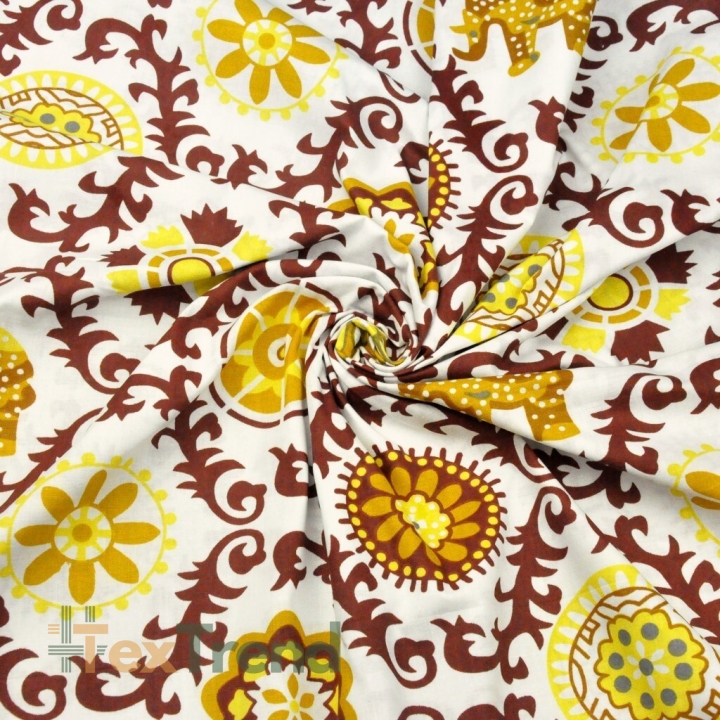 100% Baumwolle indisches braunes Blumenmuster  