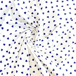 Baumwolle 100% Herzen 8mm dunkelblau auf weißem Hintergrund  