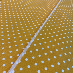 Baumwolle 100% Punkte 4mm weiß auf senfgelbem Hintergrund  