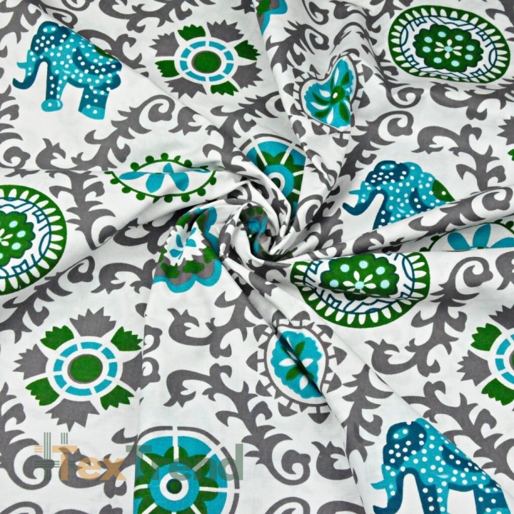 100% Baumwolle indisches graues Blumenmuster  